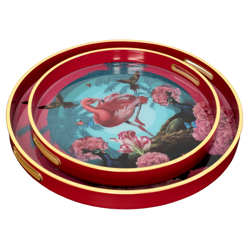 LLB -Round tray set of 2- Flamingo-go