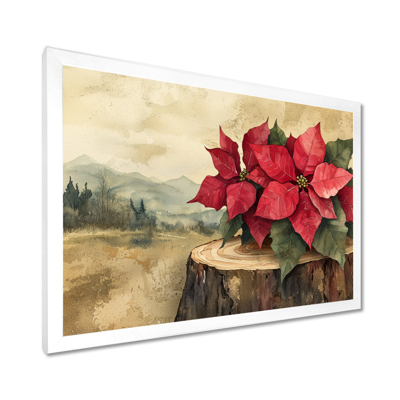 Gerius - art mural floral, Cadre simple blanc, H 24 po x l 32 po