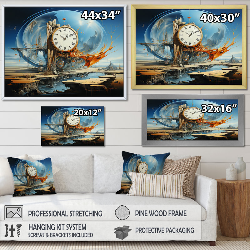 " Masterpiece The Persistence Of Memory Surrealism III ", Wrapped Canvas, 16" H x 32" W x 1" D