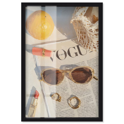 Sunglasses Shadowbox Print Coastal Wall Decor by Art Remedy, Black Frame, 24 x 36