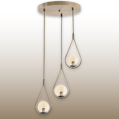 Adjustable Height 3 Lights Globe Cluster Pendant