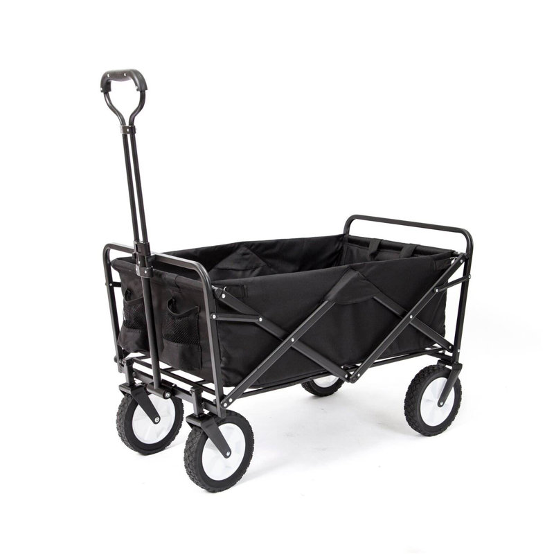 Black Collapsible Folding Outdoor Utility Wagon with Adjustable Handle