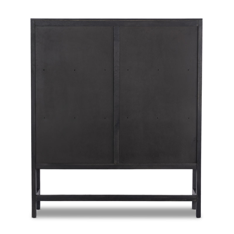 Leighton Solid Wood Accent Cabinet, Black Natural
