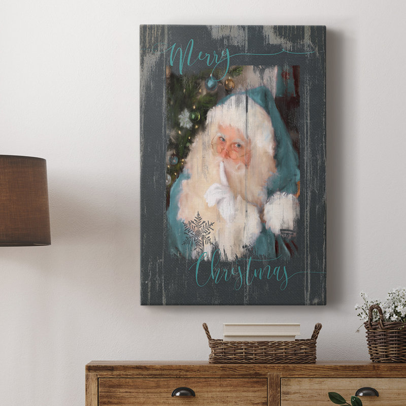 Bleu sarcelle père Noël - galerie sur mesure Cavas, H 18 po x l 12 po