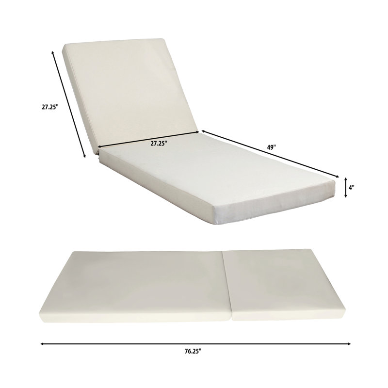 / Chaise Lounge Lumbar Resting Cushion - Water-, 27.75”w X 77.47”d 3.96”h, Cream, Foam Filled Outdoor Shoulder