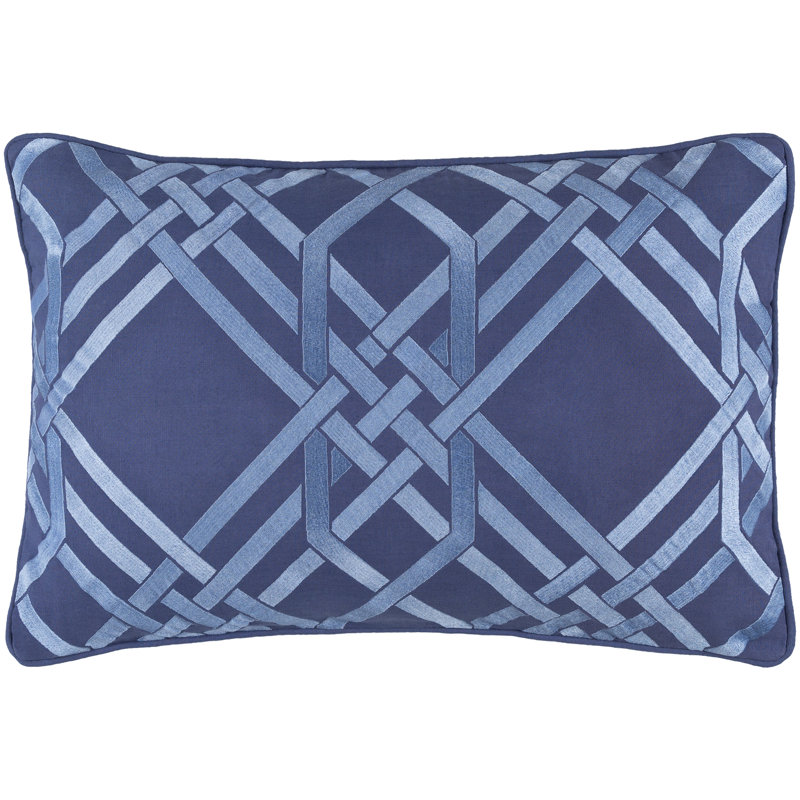Geometric Linen Throw Pillow, Cobalt/Sky Blue