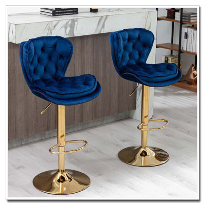 Bar Stools,with Swivel Height Adjustable Mechanical Lifting Velvet