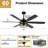 60 Inch Farmhouse Large Ceiling Fan With Lights And Remote, Black 6 Speed Reversible DC Motor Ceiling Fan For Patio-316977900