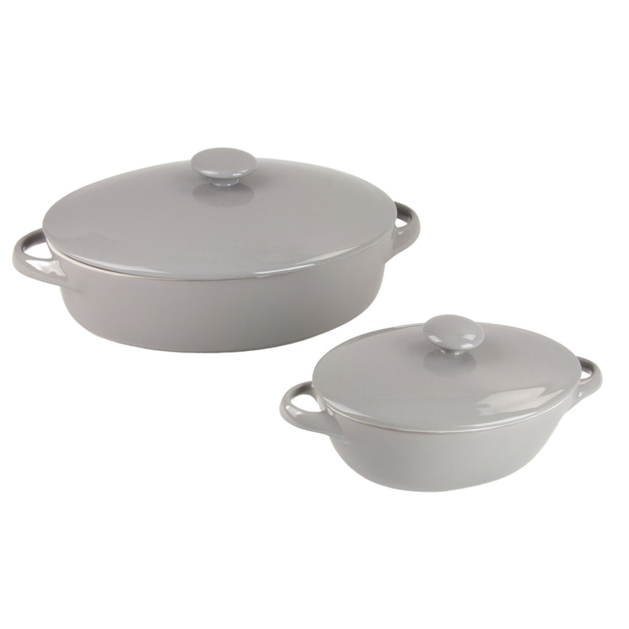 Sienna Covered Casserole 10" and 7" Stoneware Bakeware Set