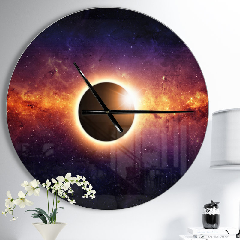 Full Eclipse View - Horloge murale moderne, Moyen