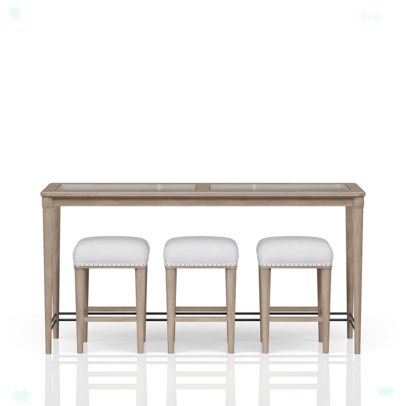 Frosted Glass Console Table With 3 Stools