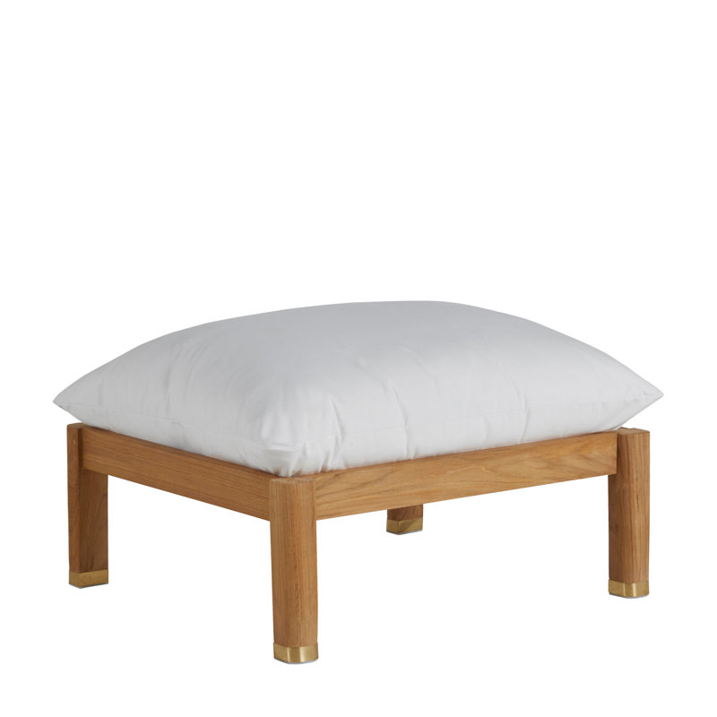 Repose-pieds Monterey - teck naturel / laiton, Teck naturel, Velours indigo