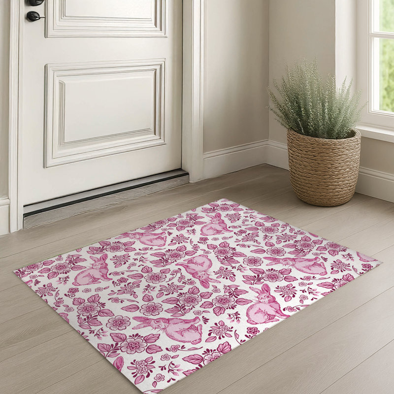 Paillasson Bunny Toile, Rose, L 36 po x L 60 po