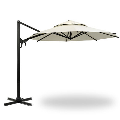 Parasol de patio en porte-à-faux 10 pi avec base en croix inclus, grand abat-jour à 360 degrés pour la cour arrière et la terrasse