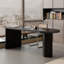 Bureau en bois massif noir demi-cercle-416582426