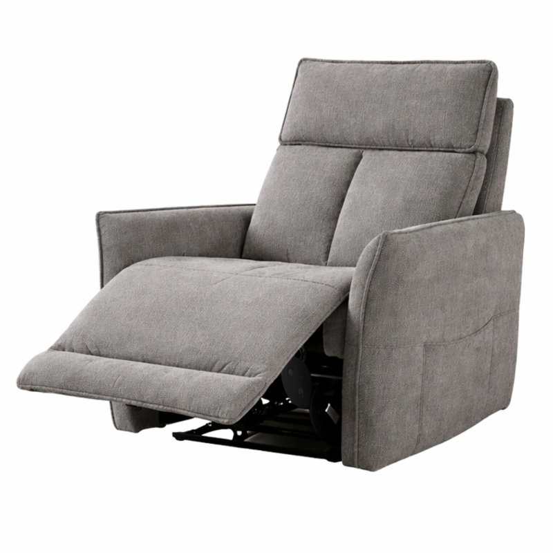 Almita Fabric Upholstered Power Recliner Armchair with USB Charging, Flint, 1