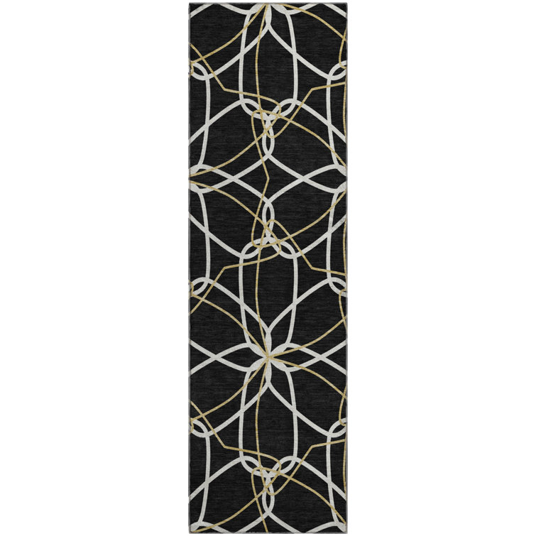 Premium Machine Washable Prisco Black Rug