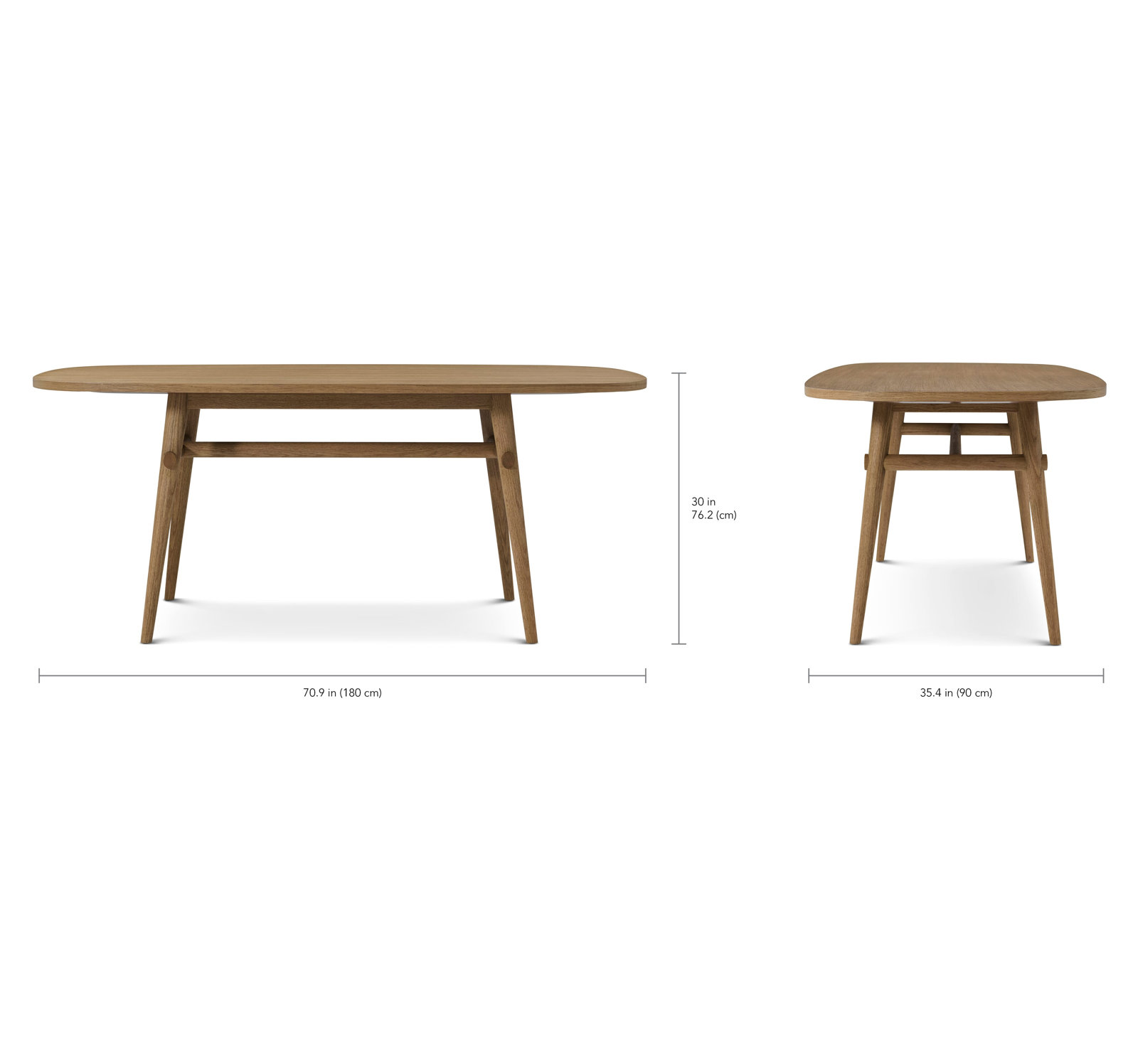 Comacho Dining Table, Natural, 30" H x 70.87" L x 35.43" W