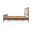 Lit plateforme double tapissier moderne avec tête de lit capitonnée, brun clair
