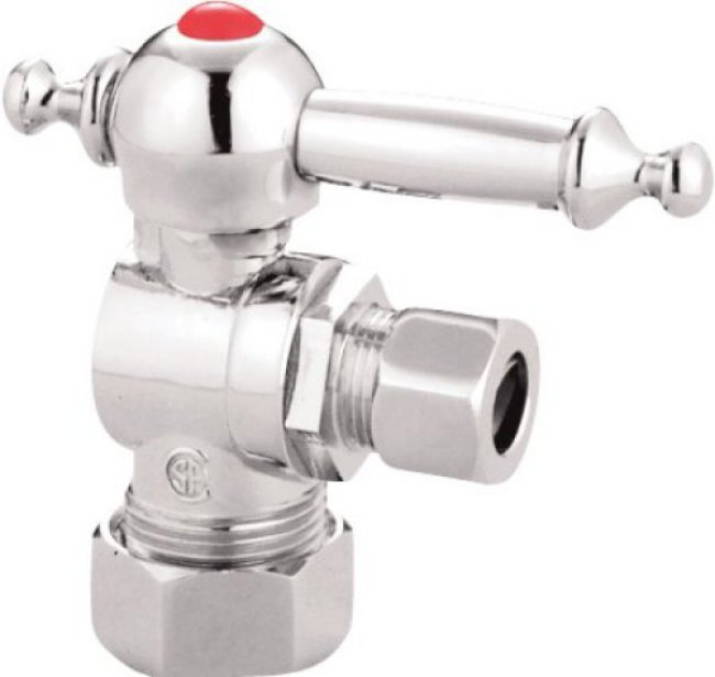 Kingston Brass Vintage 5/8-Inch OD Comp x 3/8-Inch OD Comp Quarter-Turn Angle Stop Valve, Brass
