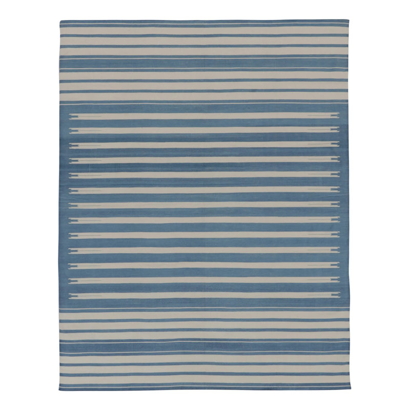 Kilim & Flat Weave Hand Woven Dhurrie Cotton Striped Area Rug, Rectangle 6' x 9'
