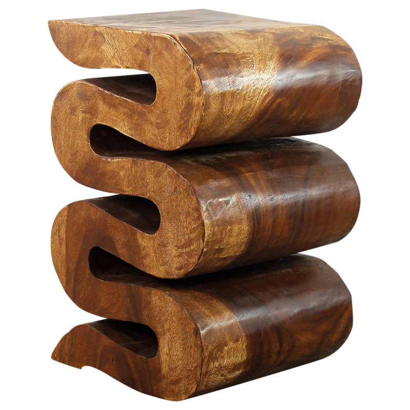 Raechell Solid Wood End Table, Brown Wood, 20" H x 12" W x 14" D