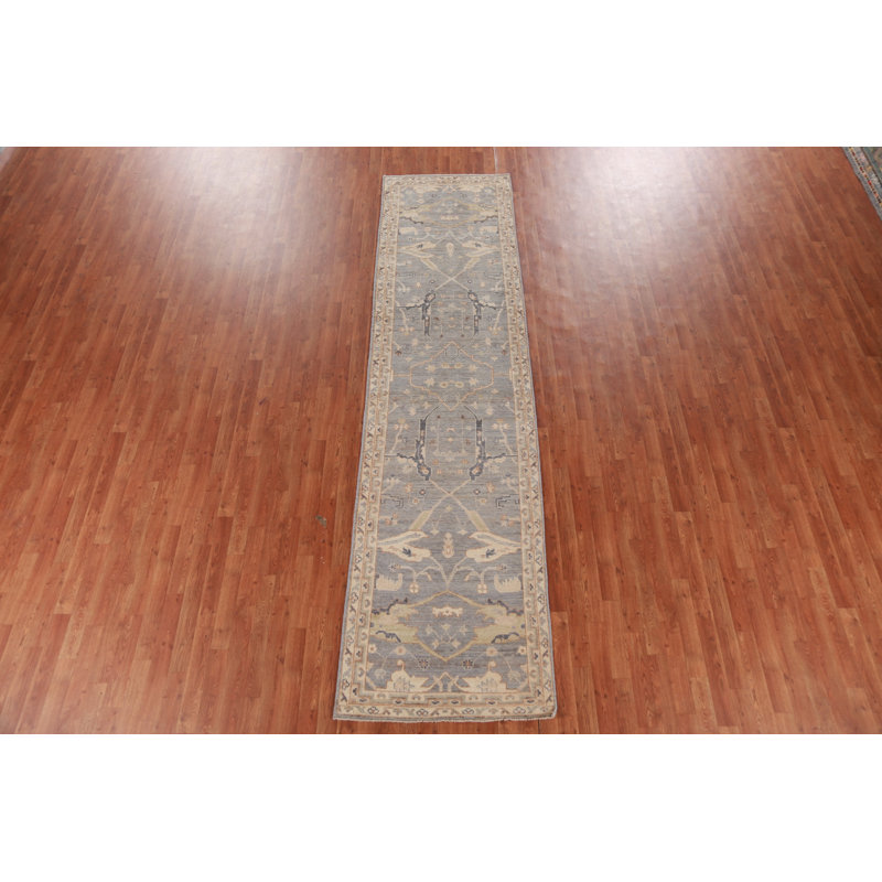 Vegetable Dye Oushak Turkish Runner Rug 3x12