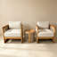 Ensemble de conversation d'extérieur en bois d'acacia avec coussins crème Guzal
