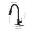 Robinet de cuisine noir mat, acier inoxydable, douchette extractible pour robinet d'eau en acier noir, fonction-1126335411