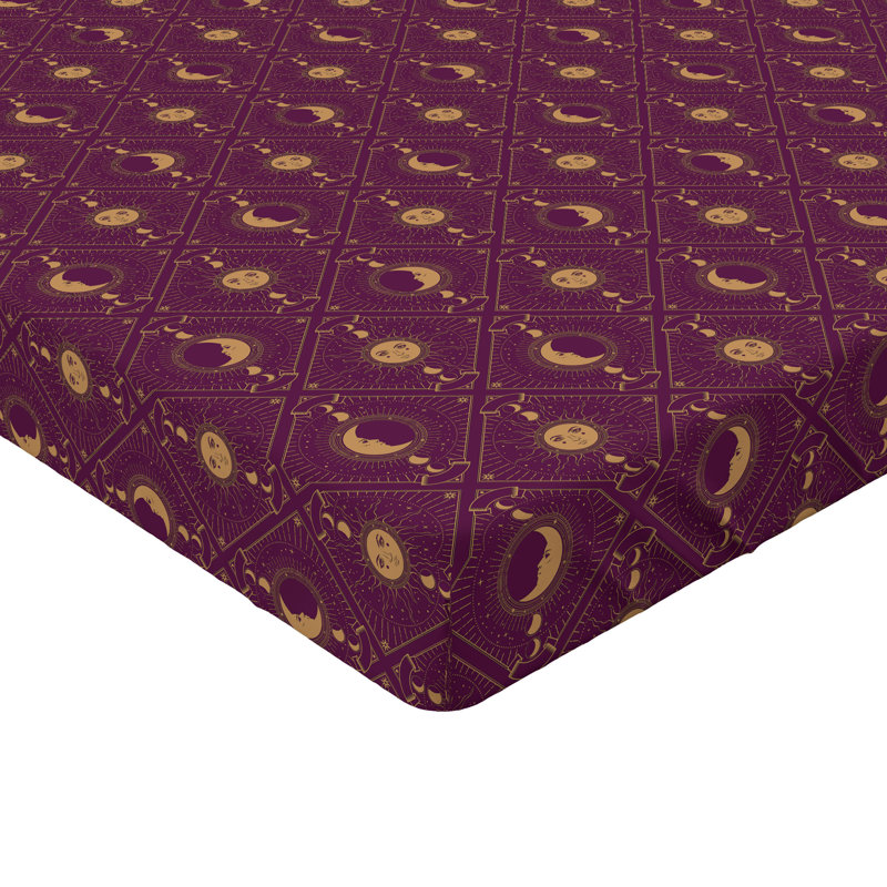 Drap-housse Ambesonne Boho soleil et lune nuit bohémienne prune et chameau, Drap-housse très grand californien