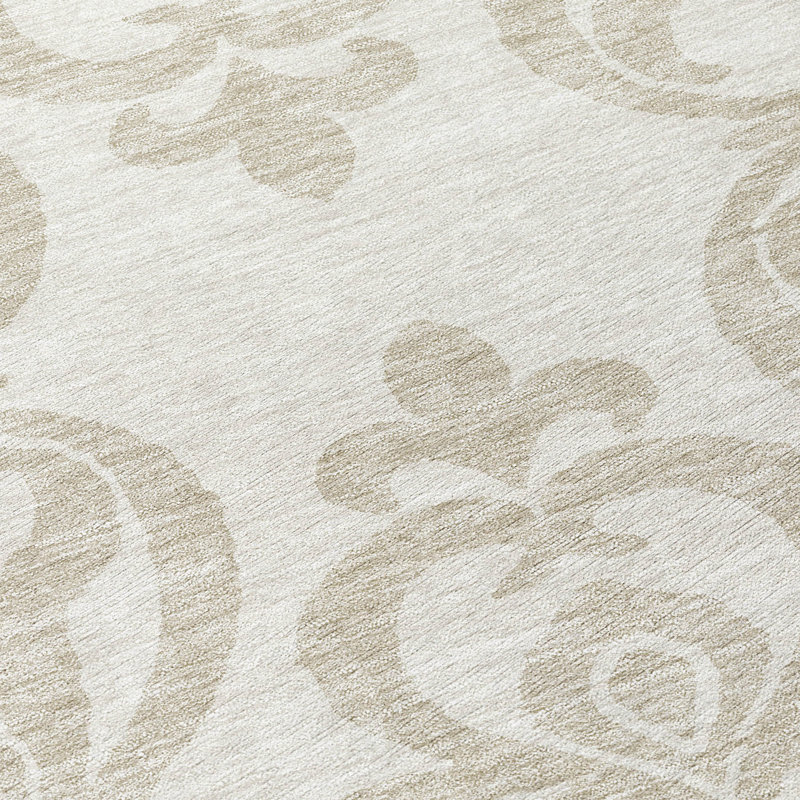 Chayden Washable Damask Indoor / Outdoor Rug, Rectangle 10' x 14'