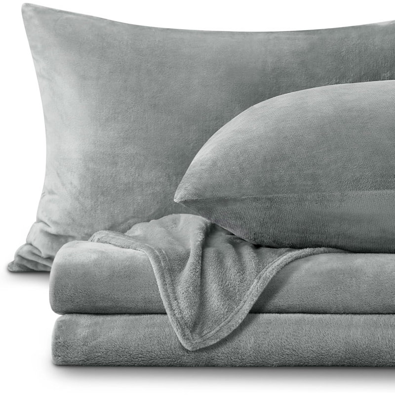 Large Grey Wool Four-Piece Bedding Set, Ultra-Soft And Warm, With Deep Pockets, Perfect For Winter Gifts And Bedroom Décor.