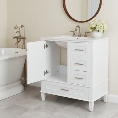 30"Bathroom Vanity with Sink - Soft-Close Doors & Drawers, Solid Wood