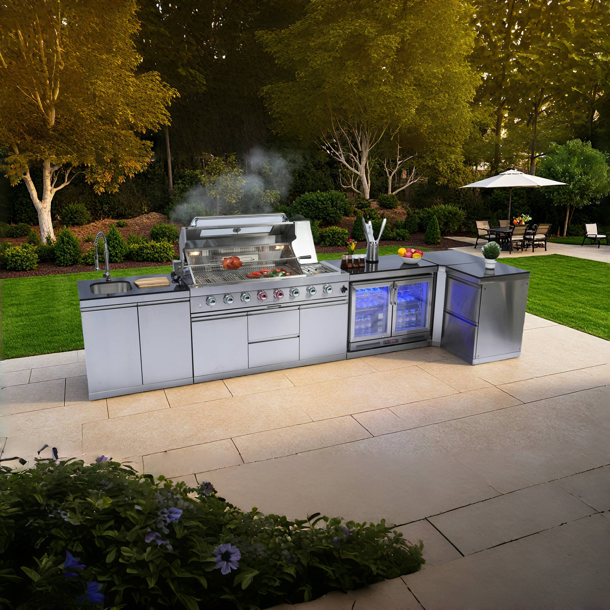 Daheat Deluxe 6-Burner Propane Gas Grill Island 62 in. Stainless Steel ...