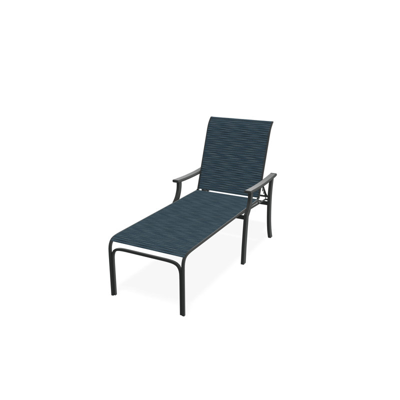 St. Catherine Sling Marine Grade Polymer Four-Position Lay-flat Chaise, Nimbus Ocean, Graphite