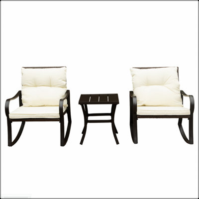 Ensemble de conversation ergonomique en métal pour 2 personnes avec coussins confortables pour la détente