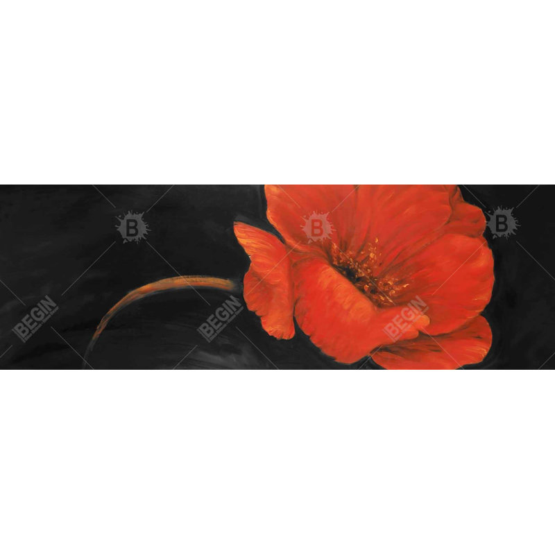Black Bedroom Contemporary Framed Canvas - Red Flower Decor