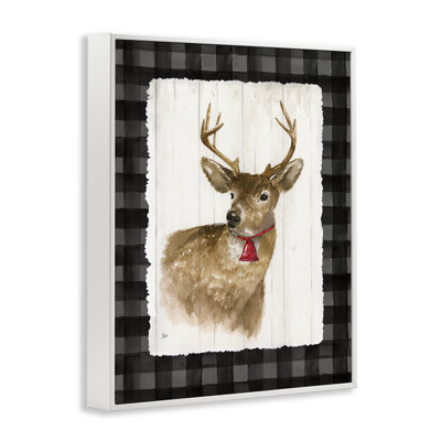 Cerf avec cloche rouge, art giclée par Nan