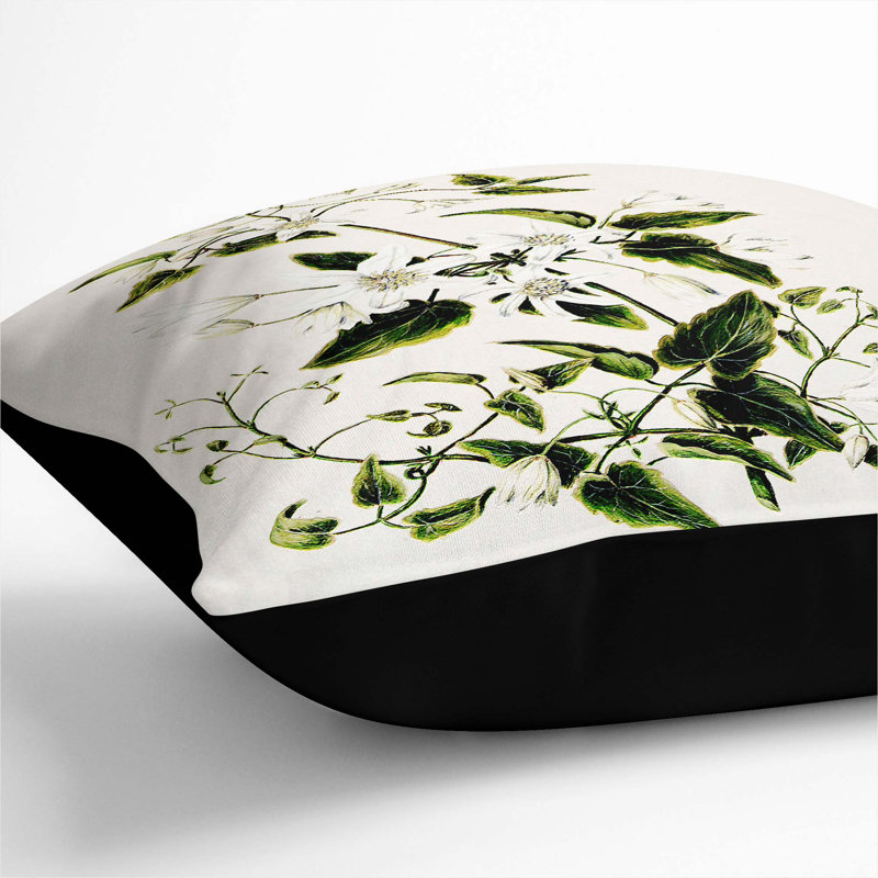Floral Square Throw Cushion, Black, 40cm H x 40cm W x 15cm D