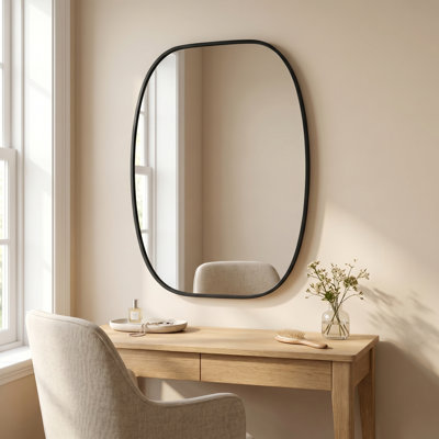 Miroir de salle de bain ovale 20 po x 30 po avec cadre en métal et verre HD, miroir mural pour salle de bain, installation verticale ou horizontale