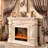 Beige Solid Wood Electric Fireplace-149958895