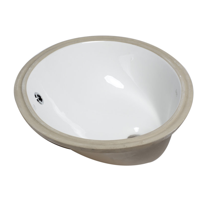 Lavabo de salle de bain ovale encastré en céramique avec trop-plein