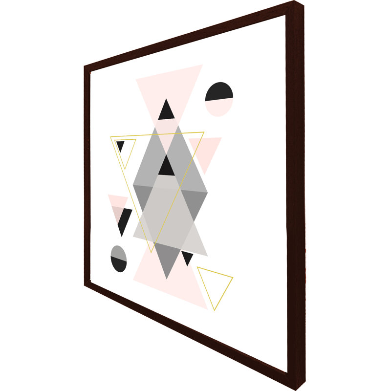 Forbes Pink & Grey Geometric Triangles - Single Picture Frame Print, 31cm H x 31cm W x 4cm D, Brown Framed