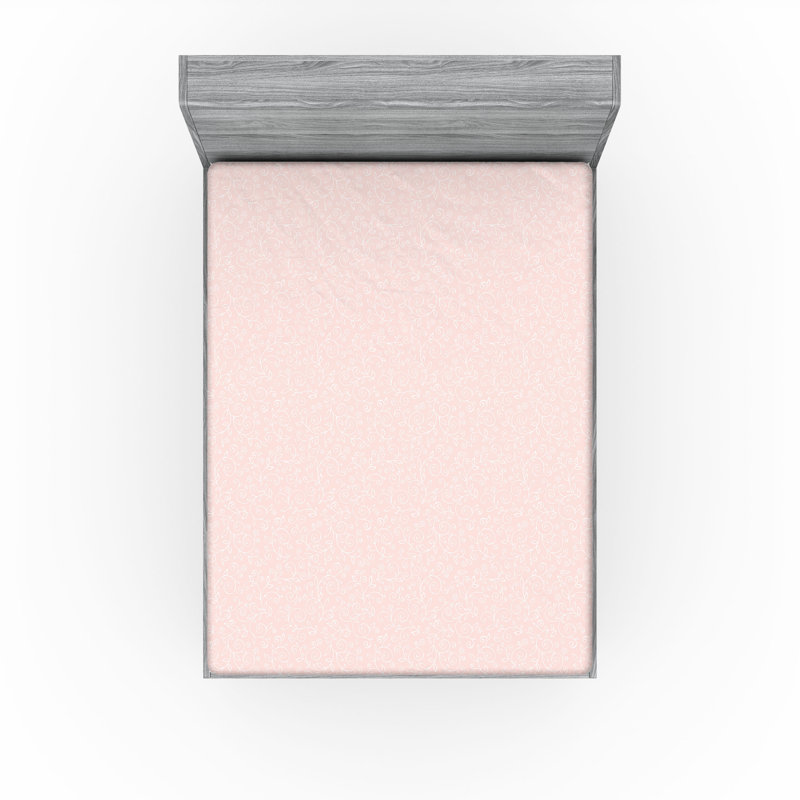 Drap-housse Ambesonne, Rosé, blanc / floral, Drap-housse de taille très grand