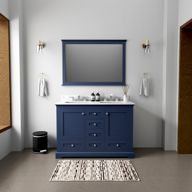 Meuble-lavabo double l 48 po x P 22 po et miroir 46 po Dukes, Marine
