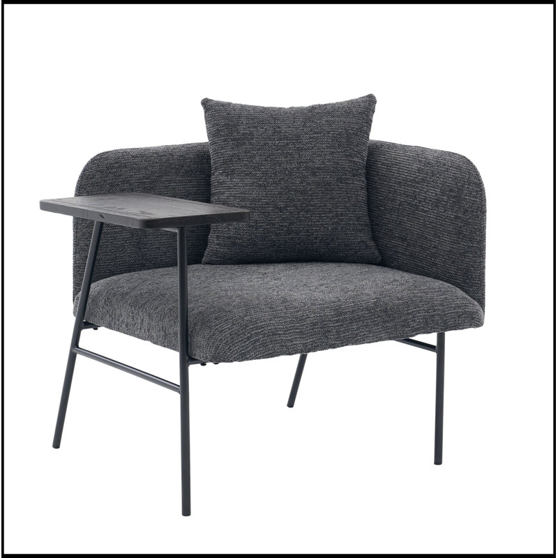 Chaises modernes rembourrées avec pieds en métal et poches latérales, canapé simple pour le salon / la chambre / le jardin