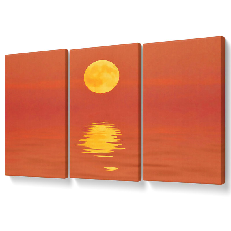 Surreal Sun Reflections Canvas 3 Panel Set, 142.2cm H x 304.8cm W