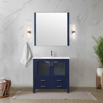 Dessus de meuble-lavabo en céramique, ensemble de robinet et miroir