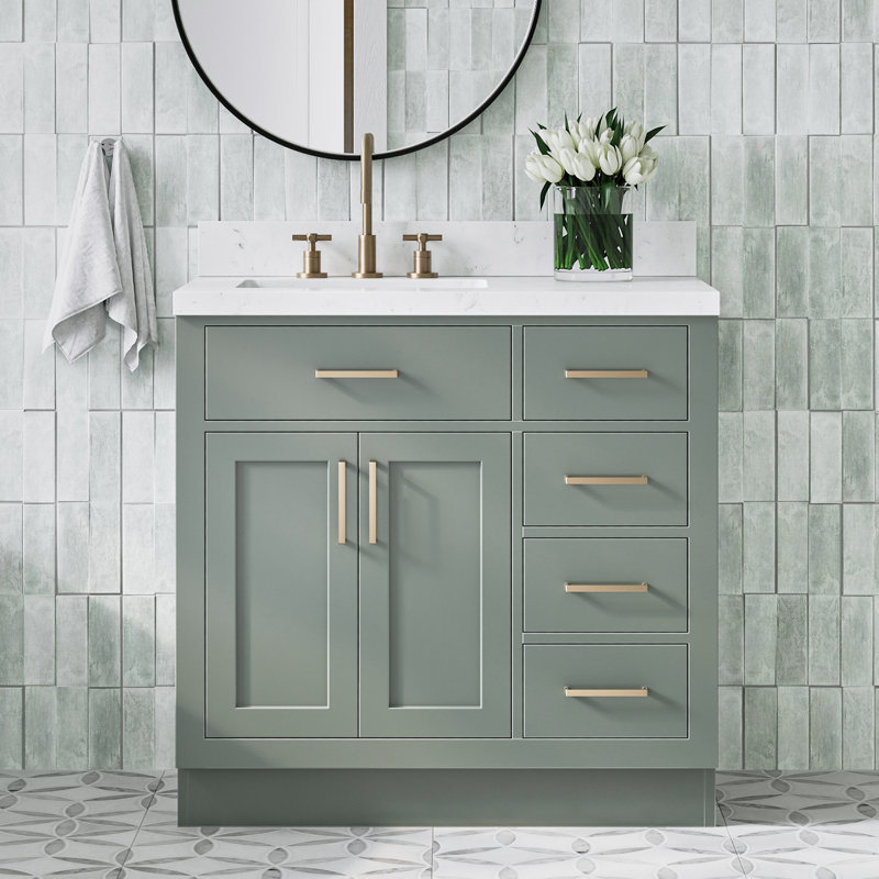 Base de meuble-lavabo simple 36 po Osoria, Chêne brun
