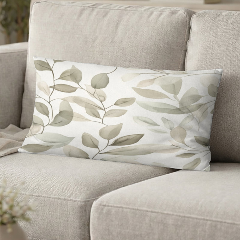 Coussin décoratif abstrait - Coussin scandinave à imprimé sauge, H 12 po x l 20 po